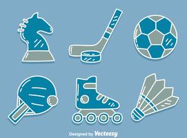 Icone di sport sul vettore blu