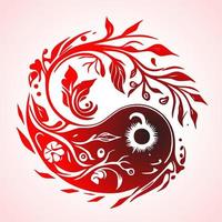 floreale yin yang simbolo vettore illustrazione.