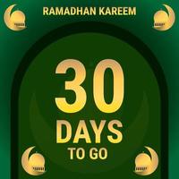 30 giorni per andare. conto alla rovescia le foglie bandiera giorno. calcolatore il tempo per il mese di Ramadan. eps10 vettore illustrazione.