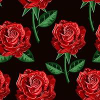 senza soluzione di continuità modello di rosso fiori Rose e le foglie. vettore