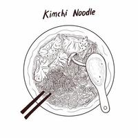 illustrazione mano disegnato Kimci spaghetto vettore