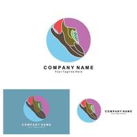 design del logo delle scarpe da ginnastica, illustrazione vettoriale di calzature giovanili di tendenza, semplice concetto funky