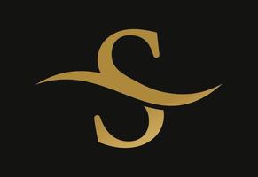 S lettera logo disegno, con svolazzare, vettore design concetto