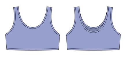 ragazza reggiseno tecnico schizzo illustrazione. freddo blu colore. casuale biancheria intima. vettore