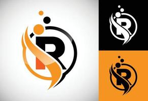 iniziale lettera r con il svolazzare, biotech logo design concetto. logotipo per scienza tecnologia. vettore