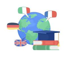 apprendimento le lingue all'estero piatto concetto vettore illustrazione. modificabile 2d cartone animato oggetti su bianca per ragnatela design. plurilingue Comunità creativo idea per sito web, mobile, presentazione