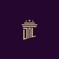 dl iniziale monogramma logo design per studio legale avvocati con pilastro vettore Immagine
