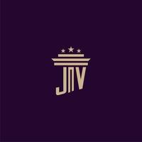 jv iniziale monogramma logo design per studio legale avvocati con pilastro vettore Immagine