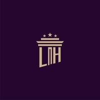 lh iniziale monogramma logo design per studio legale avvocati con pilastro vettore Immagine