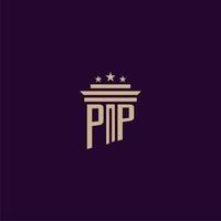 pp iniziale monogramma logo design per studio legale avvocati con pilastro vettore Immagine