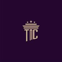 tc iniziale monogramma logo design per studio legale avvocati con pilastro vettore Immagine