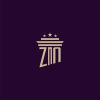 zn iniziale monogramma logo design per studio legale avvocati con pilastro vettore Immagine