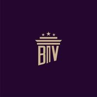 bv iniziale monogramma logo design per studio legale avvocati con pilastro vettore Immagine