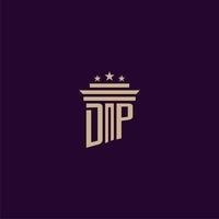 dp iniziale monogramma logo design per studio legale avvocati con pilastro vettore Immagine