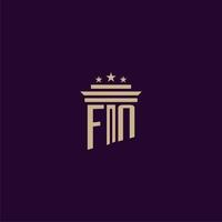 fn iniziale monogramma logo design per studio legale avvocati con pilastro vettore Immagine