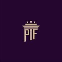 pf iniziale monogramma logo design per studio legale avvocati con pilastro vettore Immagine