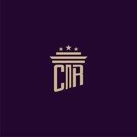 cr iniziale monogramma logo design per studio legale avvocati con pilastro vettore Immagine