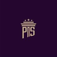 ps iniziale monogramma logo design per studio legale avvocati con pilastro vettore Immagine