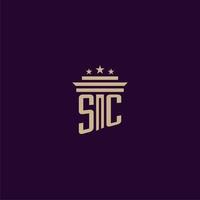 sc iniziale monogramma logo design per studio legale avvocati con pilastro vettore Immagine