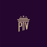 pv iniziale monogramma logo design per studio legale avvocati con pilastro vettore Immagine