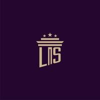 ls iniziale monogramma logo design per studio legale avvocati con pilastro vettore Immagine