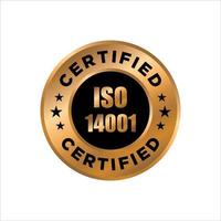 iso 14001 certificato d'oro etichetta, vettore illustrazione