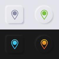 Posizione Pinpoint icona impostare, multicolore neumorphism pulsante morbido ui design per ragnatela disegno, applicazione ui e Di più, pulsante, vettore. vettore