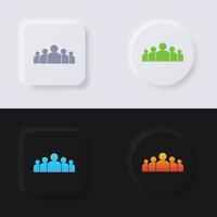 gruppo di persone icona impostare, multicolore neumorphism pulsante morbido ui design per ragnatela disegno, applicazione ui e Di più, pulsante, vettore. vettore