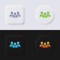 gruppo di persone icona impostare, multicolore neumorphism pulsante morbido ui design per ragnatela disegno, applicazione ui e Di più, pulsante, vettore. vettore