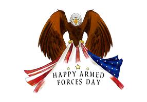 Aquila calva con la bandiera americana per il vettore di giorno della forza armata