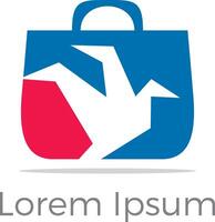 shopping Borsa logo, viaggio Borsa vettore disegno, uccello nel Borsa illustrazione