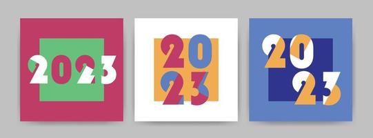 impostato carta 2023 contento nuovo anno. design modelli con tipografia logo 2023. vettore