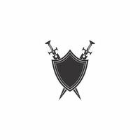spada e scudo logo illustrazione vettore