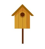 di legno casetta per gli uccelli. Casa per uccello. fatti in casa nido per animale. piatto cartone animato illustrazione vettore