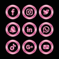 lussuoso sociale media rosato cerchio icone vettore