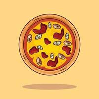 fresco Pizza , formaggio, salsiccia, cipolla, basilico. tradizionale italiano veloce cibo. superiore Visualizza pasto vettore