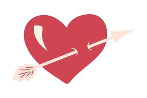 freccia trafigge rosso cuore. san valentino giorno carta. vettore illustrazione