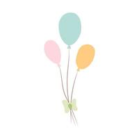 tre palloncini nel pastello colori. contento compleanno carta. vettore illustrazione