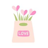 carta Borsa con fiori nel il forma di un' cuore. san valentino giorno carta. vettore illustrazione