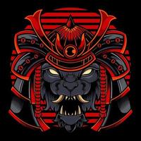 giapponese samurai lupo ronin logo illustrazione vettore