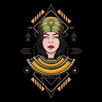 egiziano ragazza cleopatra testa e illustrazione vettore