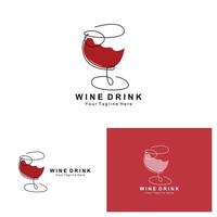 bevanda vino logo disegno, bicchiere illustrazione, alcool bevanda bottiglia, azienda Prodotto vettore