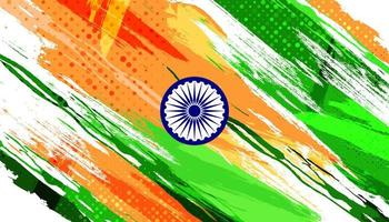 India bandiera sfondo con spazzola stile e mezzitoni effetto. indiano tricolore nazionale bandiera illustrazione con grunge concetto vettore