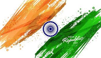 26th gennaio contento repubblica giorno di India. indiano tricolore bandiera illustrazione nel spazzola stile vettore