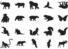 collezione di vettore silhouette di azienda agricola e selvaggio animale. simbolo di natura e creature.
