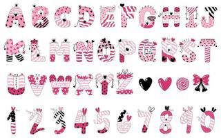 vettore collezione san valentino alfabeto design nel rosa toni. su un' bianca sfondo per San Valentino giorno tema decorazioni, carta disegno, adesivi, digitale stampe, Borsa modelli, album e di più.