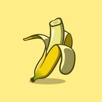 Bitten Banana carino illustrazione concetto nel cartone animato stile su isolato sfondo vettore