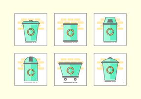 Insieme dell'icona del cestino dei rifiuti verdi vettore