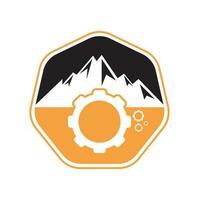 montagna Ingranaggio logo icona design. vettore