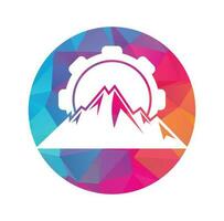 montagna Ingranaggio logo icona design. vettore